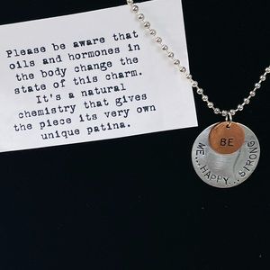ACACIA Be Me Be Happy Be Strong NECKLACE motivational uplifting hammered silver